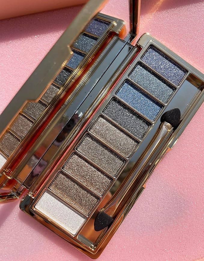 Glitter Eyeshadow Palette, 9 Colors Sparkle Shimmer and Matte Eye Shadow, Highly Pigmented Waterproof Long Lasting Makeup Set (Color 5)