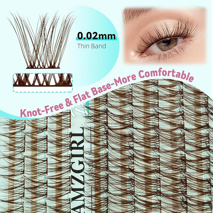 Brown Lash Clusters Kit 176Pcs Natural Eyelash Extensions Kit Dark Brown Wispy Eyelashes Cluster Individual Lashes C Curl with Bond and Seal,Lashes Remover,Eyelash Tweezers(Halos,8-16mm Kit)