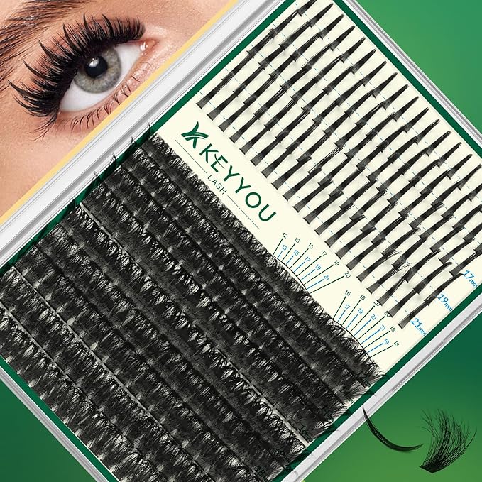 KEYYOU Lash Clusters 280Pcs Lash Spikes Eyelash Clusters Volume Individual Lashes DIY Spiky Lash Extension Cluster Eyelash Extensions(100D&Spikes-D-12-20MIX+13-21MIX)