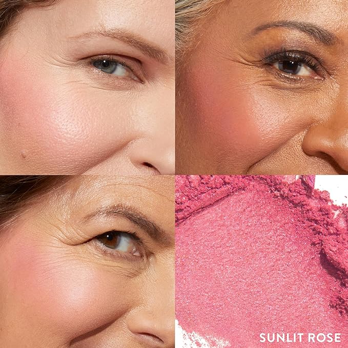LAURA GELLER NEW YORK Baked Blush-n-Brighten for Mature Skin - 07 Sunlit Rose - Powder Blush Won't Settle into Fine Lines - Buildable Natural Finish – Longlasting Formula - Made in Italy