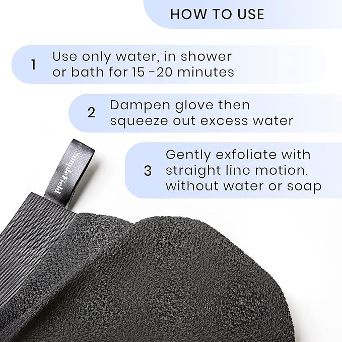 SimpleField Korean Exfoliating Mitt for Remove Dead Skin. 2 Pack 100% Viscose Kessa Deep Exfoliating Gloves for Body Scrub, Keratosis Pilaris and Self Tanning Removal. Easily Smooth Skin Surface.