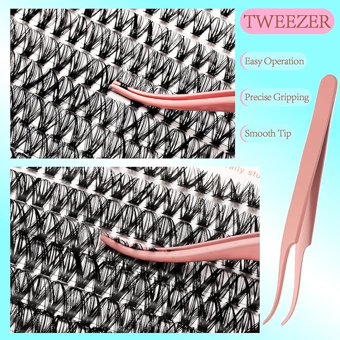 Lash Clusters Kit, DIY Eyelash Extension Kit 280PCS with Bond and Seal, Remover & Tweezers, Natural Wispy Individual Lashes 8–16mm for Beginners, At Home Salon Look, Mom Gifts (40D&50D Kit)