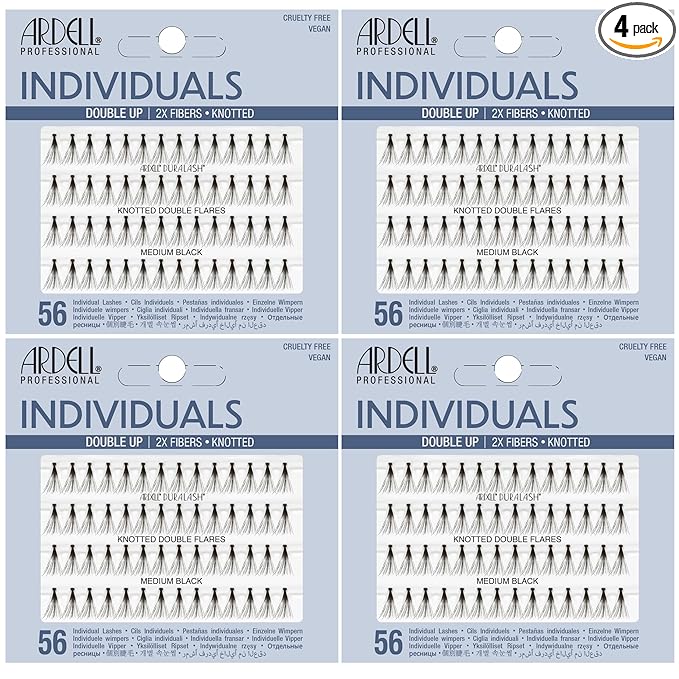 Ardell False Eyelashes Double Up Individuals Knotted Medium Black 4 Pack