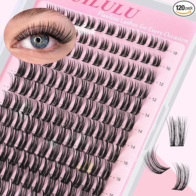 Uilulu Lashes Clusters D Curl Fluffy Lash Clusters 0.07D 10-18 MIX 144 Eyelashes Individual Lashes Clusters DIY Lash Extensions at Home False Lashes Wide Band Natural Eye Lash Clusters