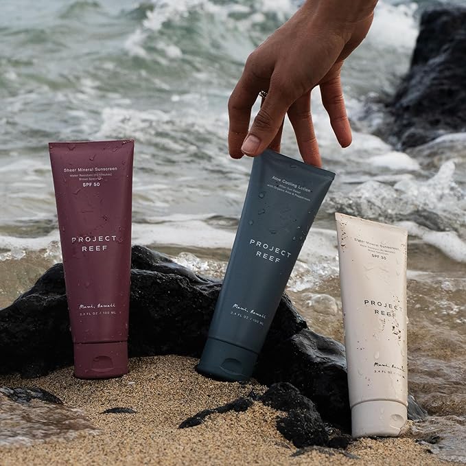 Project Reef After Sun Cooling Lotion w/Organic Aloe Vera, Peppermint, Shea Butter, Vitamin E - Natural Vegan Sunburn Relief, Aftersun Care