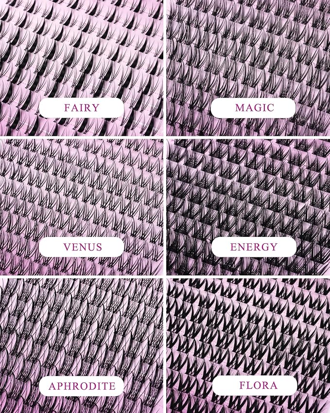 Venus Lash Clusters Kit Short 8-14mm Wispy Natural Cluster Lashes Kit Fake Lashes Eyelash Clusters Kit DIY Individual Eyelash Extension Kit with 0.03mm Ultra-Thin Invisible Wide Lash Band