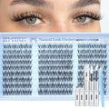 Spider Lash Clusters Kit Spider Lashes Clusters Wispy Fluffy Cluster Eyelash Extensions Kit Natural Look 10-16MM D Curl Manga Eyelash Clusters Kit with Lash Bond and Seal Breeze Lash Extensions Kit
