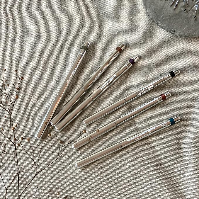 Sandstone Scandinavia Hypoallergenic Waterproof Metallic Eyeliner Pencil – Brown – Fragrance-Free, Vegan – Smudge-Proof Eye Liner for Sensitive Eyes