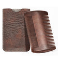 BFWood Mens Beard Comb, Small Travel Beard Set - Black Walnut Wood, Grooming Sandalwood Mustache Comb, Mustache Tools With Storage Bag