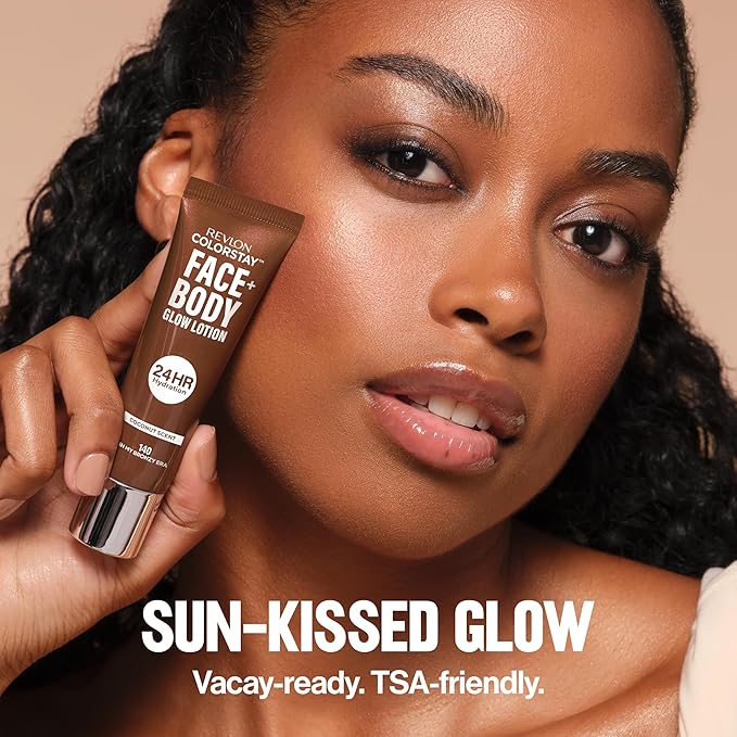 REVLON ColorStay Face & Body Glow Lotion, Hydrating Glow Moisturizer, 24HR Hydration, Illuminating Luminizing Shimmer, 140 In My Bronze Era