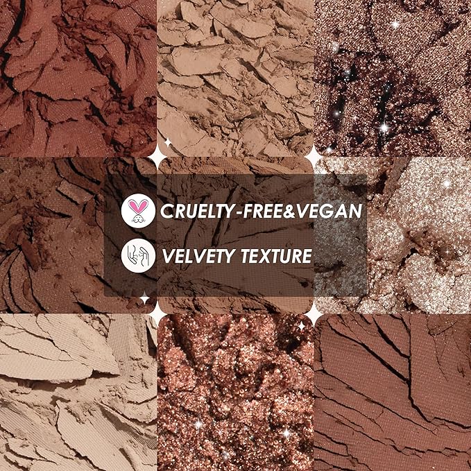 docolor Eyeshadow Palette, 9 Colors Brown & Copper Tones Palette with Matte & Shimmer Finishes,Highly Pigmented Eye Makeup Palette for Everyday Glam Look