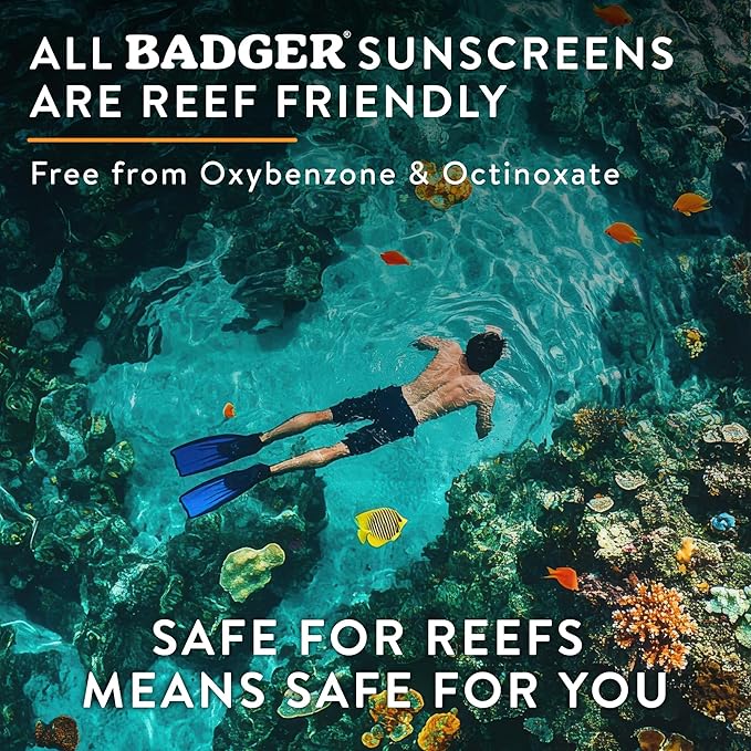 Badger Mineral Daily Sunscreen with Zinc Oxide, SPF 30, Lightweight & Easy to Apply w/No White Cast, Moisturizing Organic Sunscreen, Reef Safe, Vegan, Unscented, 4 fl oz, 2-Pack