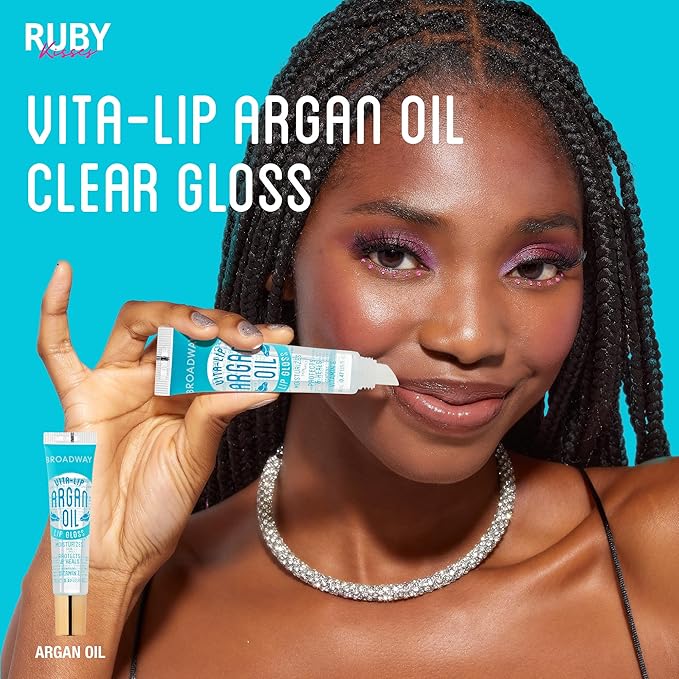 Ruby Kisses Broadway Vita-Lip Clear Lip Gloss (Argan Oil 48 Pack), Ultra-Hydrating & Soothing Formula with Multi-Vitamin Oils, High-Shine Non-Sticky Finish, Protecting Glossy Lip Balm With Vitamin E