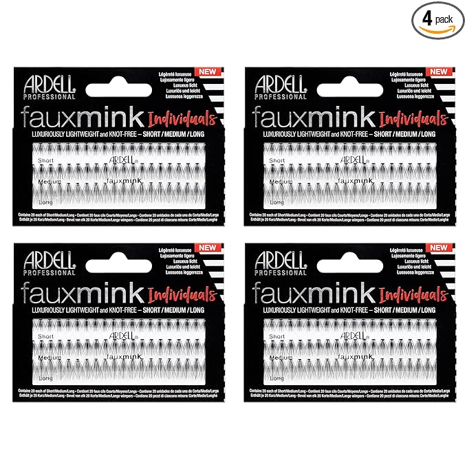 Ardell Faux Mink DIY Lash Clusters - Cluster Eyelash Extensions, Individual Lashes, Lash Extension Short, Medium & Long Combo, 4 Pack