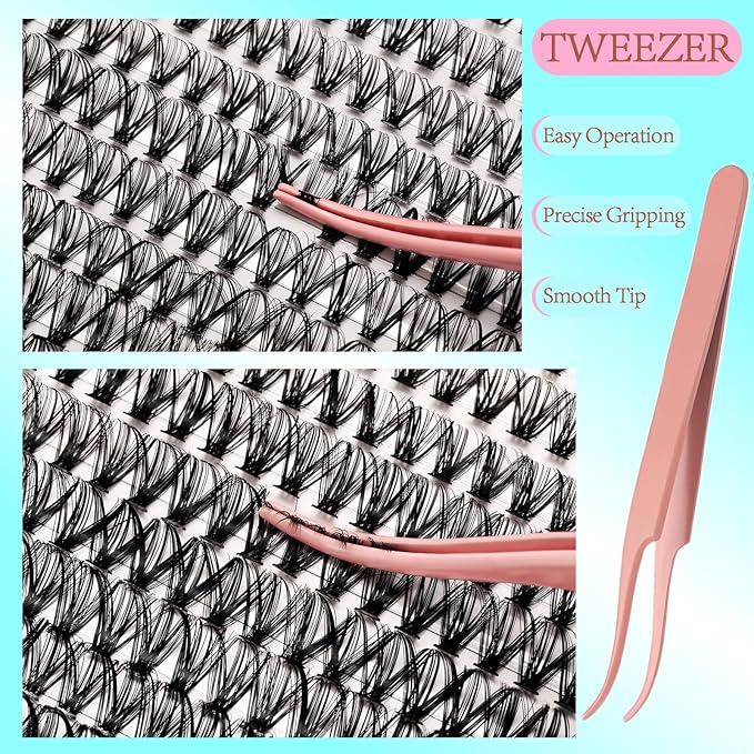 DIY Lash Extension Kit, 280PCS Lash Clusters Kit with Bond, Seal, Remover & Tweezers, 8–16mm Natural Wispy Individual Lashes, Easy At-Home Eyelash Extensions for Beginners, Perfect Mom Gifts