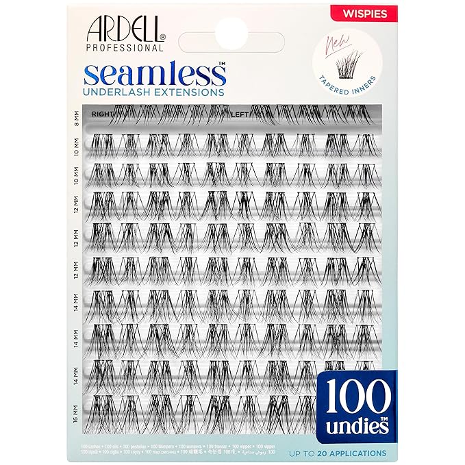 Ardell Seamless Underlash Extensions Wispies – Wispy Lash Clusters, Natural False Eyelashes Lash Extension, DIY Cluster Eyelash Extensions, 100 ct