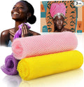 3 Pieces African Net Sponge – Premium African Net Sponge for Deep Exfoliation Quick-Dry and Reusable Mesh for Smooth Skin（Yellow, Pink, Purple）