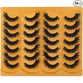 Lashes 17MM False Eyelashes Volume Faux Mink Lashes 14 Pairs Pack Dramatic Fake Eyelashes Wispy Cat-Eye Look Waterproof Strip Lashes That Look Like Extension, by TIMELABS Lashes 14Pairs
