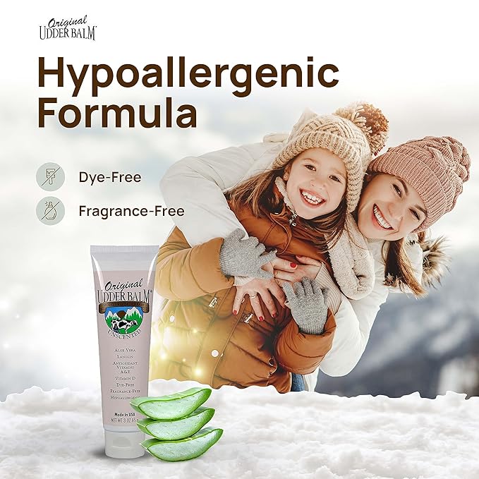 Original Udder Balm Unscented Tube - Made in USA - Hypoallergenic, Dry Skin Relief for Hands, Feet & Face, Moisturizer for Sensitive, Cracked Dry Skin, 3 Fl Oz