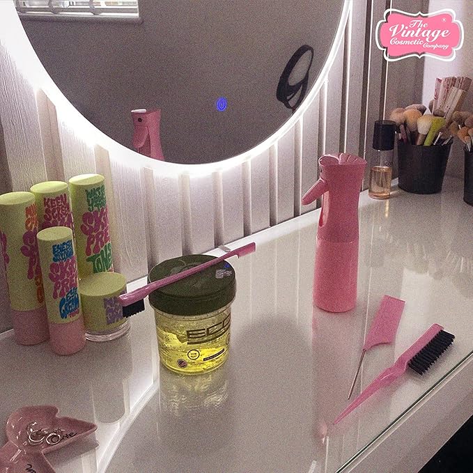 The Vintage Cosmetic Company Slick Bun Hair Misting Set for Women and Girls, Refillable Spray Bottle & Comb for Effortless Hair Styling and Refresh