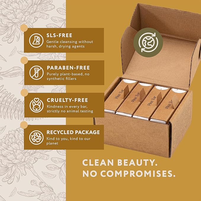 Mary Case Pine Tar Bar Soap Set of 4 | Natural Soap with Olive, Coconut & Pine Oils + Dried Mint | Vegan Bath Soap for Men & Women | Revitalizing & Soothing Skin Care