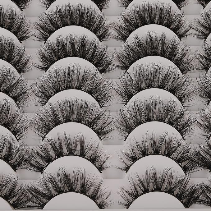 False Eyelashes 48 Pairs 6 Styles Mixed Fake Eye Lashes Bulk Wholesale Dramatic Thick 5D Wispy Strip Faux Mink Eyelashes Multipack