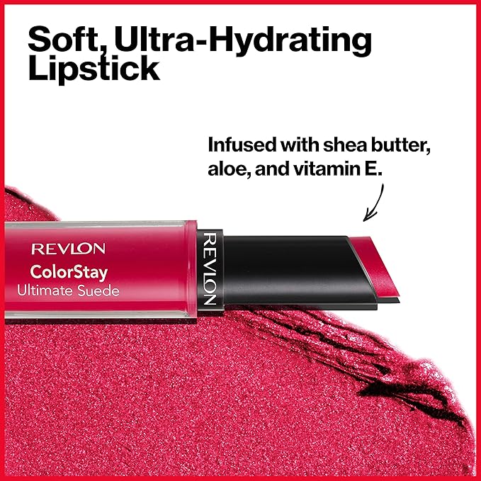 REVLON Lipstick, ColorStay Ultimate Suede Lipstick, High Impact Lip color with Moisturizing Creamy Formula, Infused with Vitamin E, 095 Finale, 0.09 Oz | soft suede finish