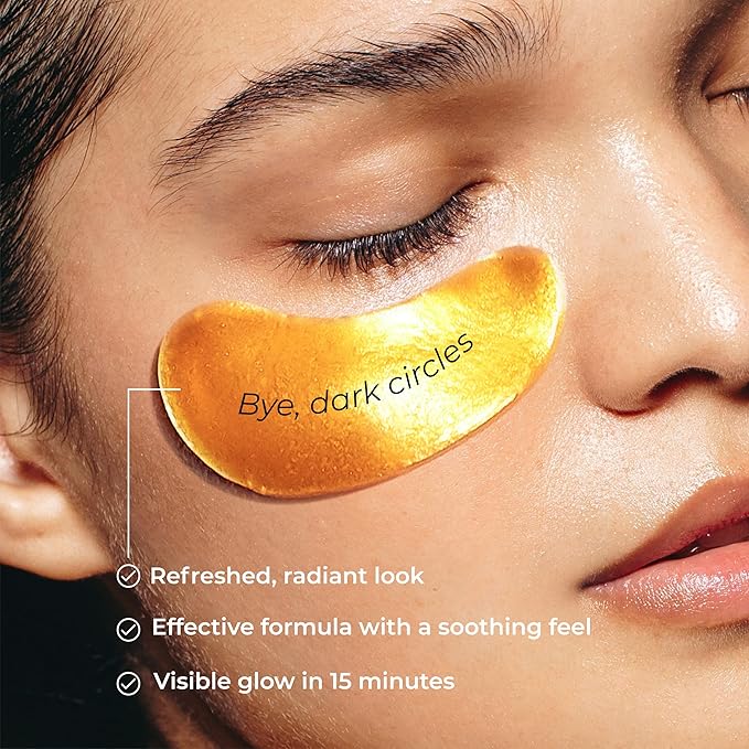 24K Gold Eye Patches for Puffy Eyes and Dark Circles, Luxury Anti-aging Skincare - Collagen Anti Wrinkles Patches w/Vitamin C & Niacinamide to Hydrate, Depuff, Smooth Fine Lines – 25 pairs