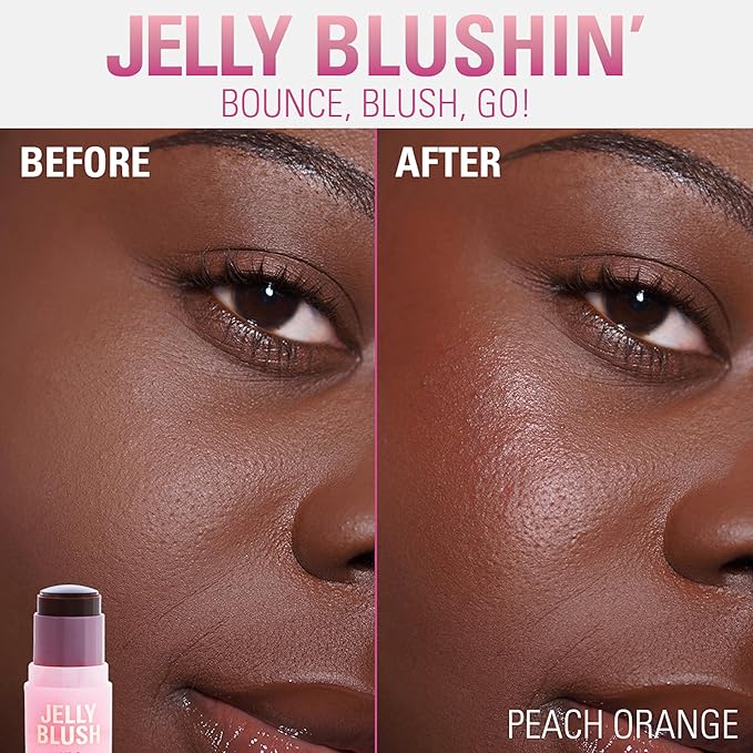 Revolution, Jelly Blush Stick Lip & Cheek Stain, Sheer, Buildable Coverage with Hydrating Hyaluronic Acid & Aloe for Multi-Use Glow, Vegan & Cruelty-Free, Peach Orange