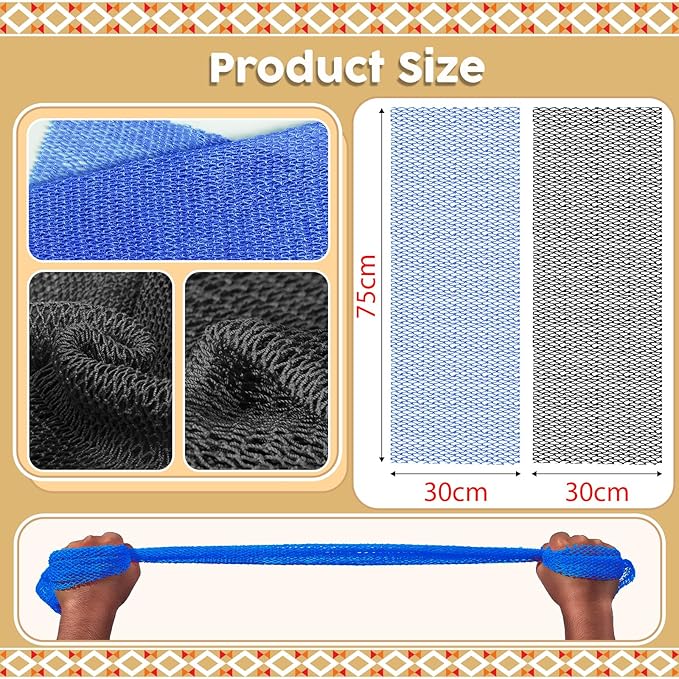 2 Pieces African Net Sponge Authentic Shower loofah exfoliating Body Scrubber Face Washcloth for Cleansing & Gentle Daily Exfoliation Travel wash Cloth Easy to Reach Your Back