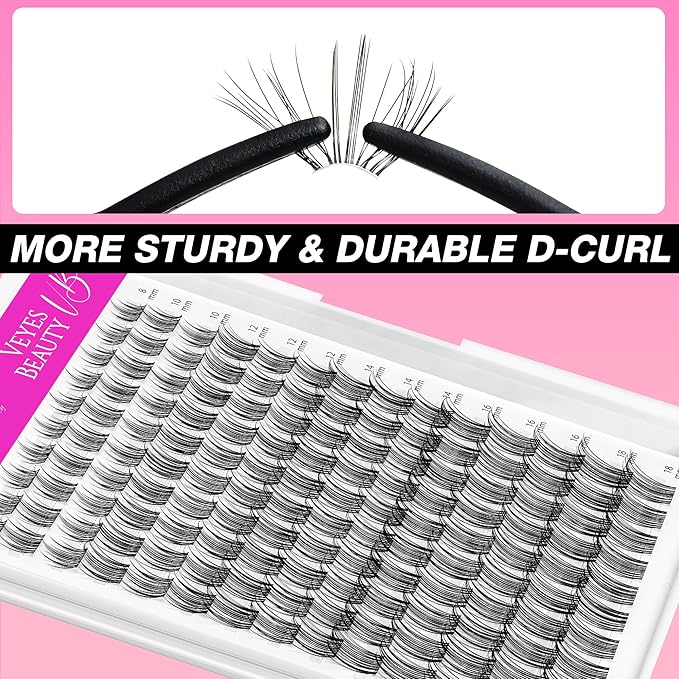 VEYESBEAUTY Lash Clusters Individual Eyelash Extensions Thin & Invisible Band DIY False Eyelashes for Self-application Eye-Catching Series Wispy Lash Tray,Sweetie 8-18mm Mixed Length