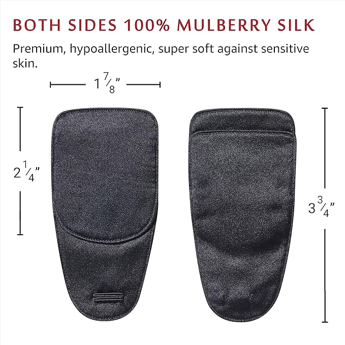 Astropic 2Pcs Silk Eye Patches for Adults Kids Glasses to Cover Either Eye (Medium, Black)