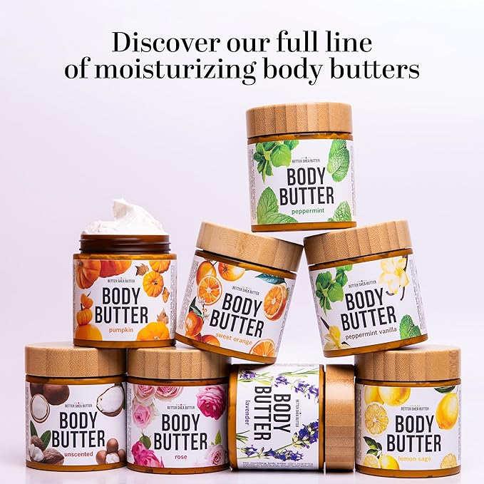 Peppermint Mocha Body Butter with Raw Shea Butter and Jojoba Oil, Full Body Moisturizer for Dry Skin, Hydrating Lotion for Women and Men