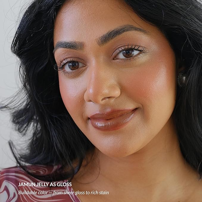 Mango People Hydrating Glossy Fruit Lip Stain, Long Lasting Tint & Oil Stain, Lightweight Lip Makeup with High-Shine Finish for Soft, Smooth and Nourished Lips - Jamun Jelly