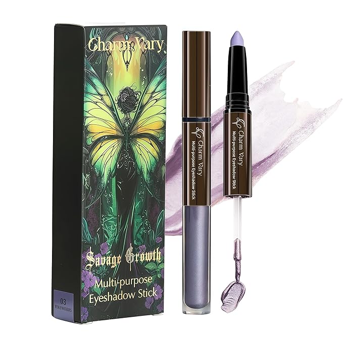 2-in-1 Eye Shadow & Liquid Eyeshadow, Waterproof Cream Eye Makeup Crayon Long Lasting Shimmer Glitter Gold Eye Brightener for Mature Women(03 LILAC)