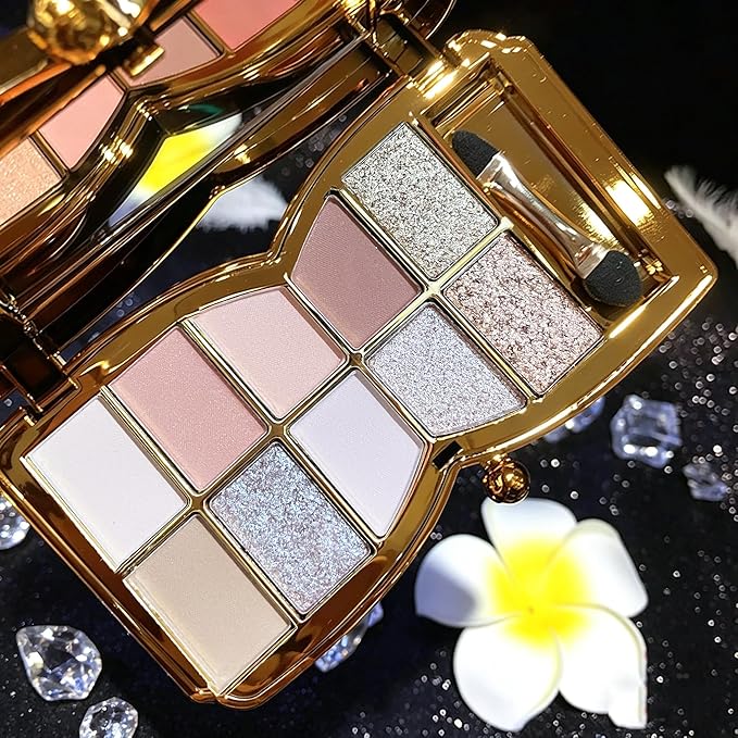 Glitter Eyeshadow Palette, 10 Colors Sparkle Shimmer & Matte Eye Shadow Highly Pigmented Waterproof Long Lasting Makeup Set (Color 10)