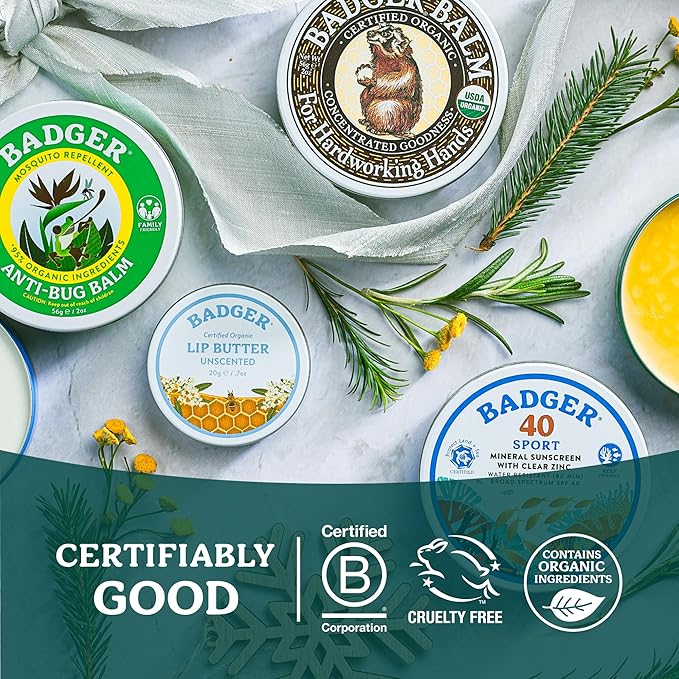 Badger Balm Unscented, 100% Organic Olive Oil & Beeswax, Fragrance Free Hand Cream, Long Lasting Sensitive Skin Moisturizer, 2 oz Tin