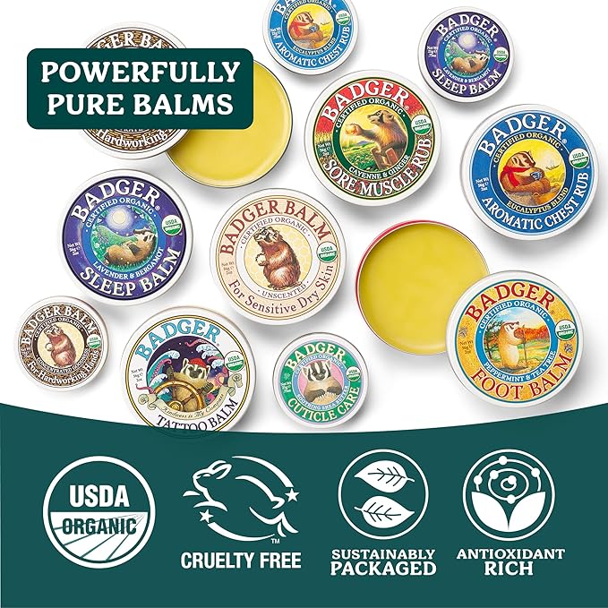 Badger Healing Balm, Hard Working Hands Cream, Organic Hand Cream for Dry Cracked Hands, Long Lasting Hand Moisturizer/Dry Hands Treatment, .75 oz Tin