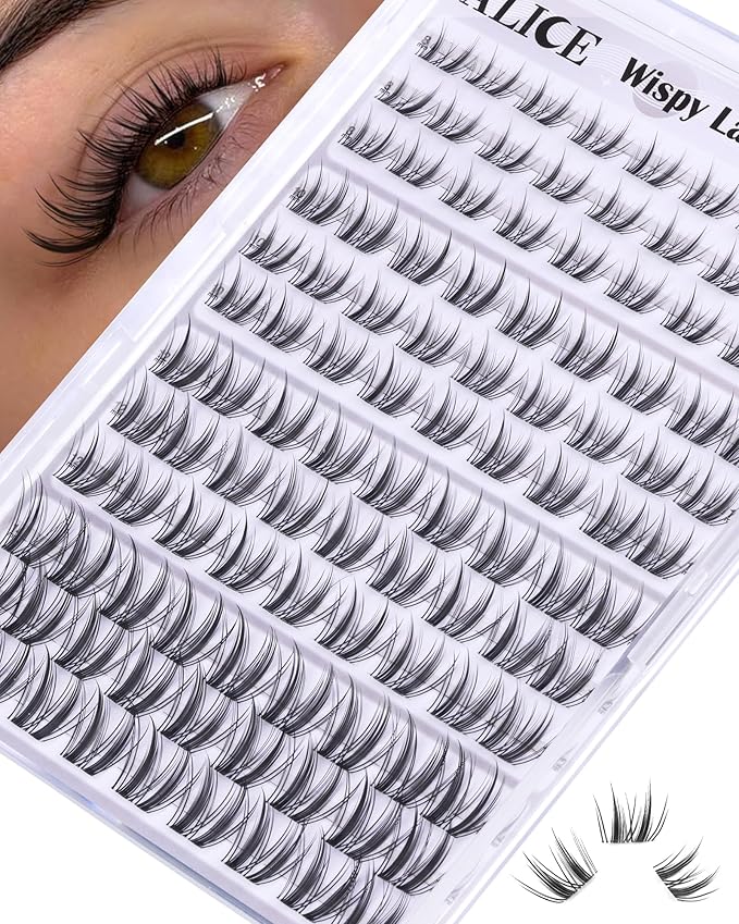 ALICE Manga Lash Clusters Natural Wispy 8-14mm Eyelash Clusters with Spikes Cluster Eyelash Extensions Spiky Invisible Band Cluster Lashes Anime Individual Lashes 108pcs