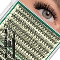 KEYYOU Lash Clusters Kit Thick Lash Extension Kit with 280pcs Super Soft 60D+80D D Curl 10-18MIX Lash Clusters for Volume Fluffy Look with Bond&Seal and Applicator DIY at Home