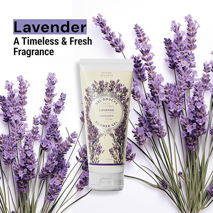 Panier des Sens - Lavender Moisturizing Body Wash for Women & Men - Gentle Shower Gel - 96% Natural - Normal, Sensitive Skin - Body Care Made in France, SLS Free, Vegan - 6.8 floz