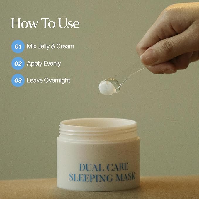 LU'PIUM Dual Care Sleeping Mask - Hyaluronic Acid & Ceramide, Overnight Hydrating Night Care, Dual Texture Gel & Cream, Moisture Balance (50g,1.76 oz)