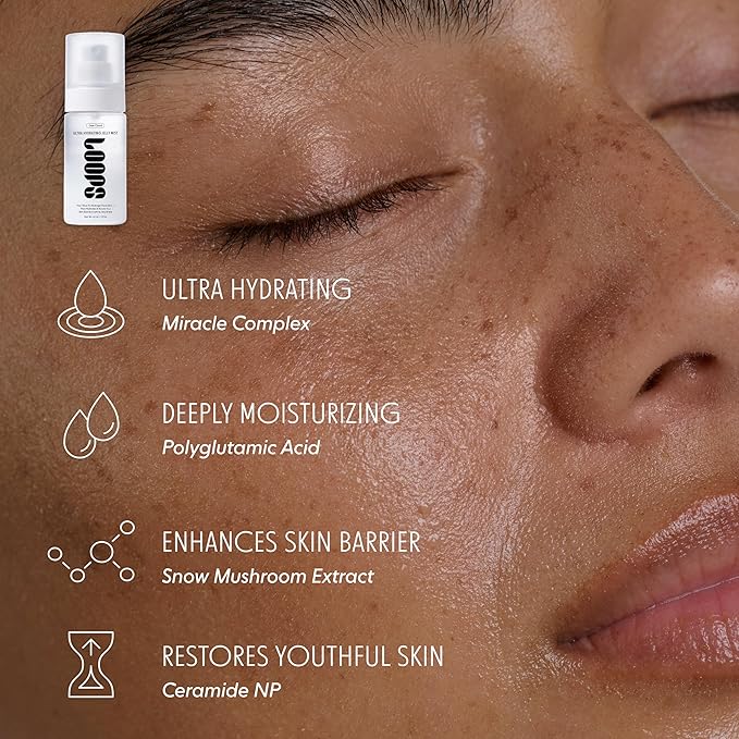 LOOPS Beauty Dew Cloud Ultra Hydrating Korean Jelly Mist – Barrier-Repairing Facial Spray with Polyglutamic Acid, Snow Mushroom & Ceramides – Plumping & Moisturizing Micro-Gel Mist – 1.7 fl oz