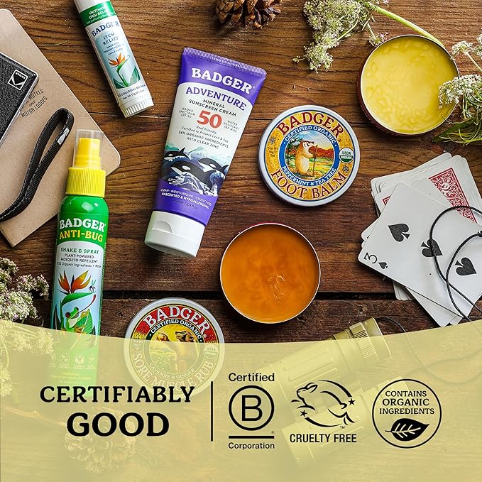 Badger Foot Balm, 100% Organic Foot Cream for Dry Cracked Heels and Feet, Fast Acting Foot Care for Women & Men, All-Natural Cracked Heel Treatment, 2 oz Tin, 2-Pack