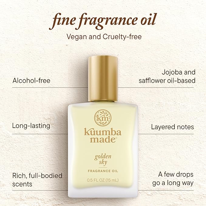 Kuumba Made Golden Sky Fragrance Oil, Long-Lasting Scented Oil Perfume Roller, Vegan, Alcohol-Free, 0.5 Fl Oz Fl Oz