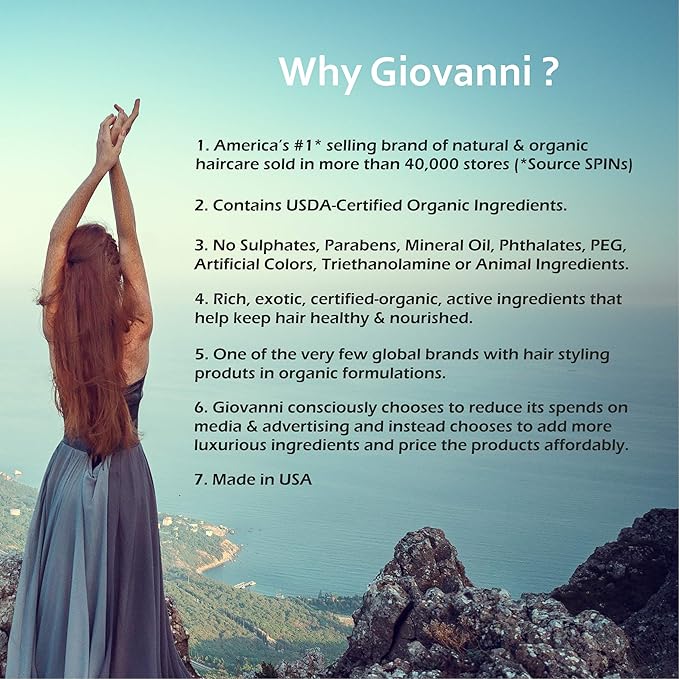 GIOVANNI 2chic Ultra-Sleek Shampoo, 8.5 oz. - Brazilian Phyto-Keratin & Moroccan Argan Oil, Anti-Frizz Formula, Coconut, Shea Butter, Pro-Vitamin B5, Color Safe, Paraben Free