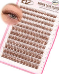 Brown Wispy Lash Clusters Natural Eyelashes Clusters Fairy Cluster Eyelash Extensions 10-16mm C Curl Lashes Dark Brown DIY Eyelash Clusters Waterproof Short Individual Lashes 144Pcs