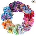 12 Pcs Scrunchies for Women, Shiny Metallic Hair Scrunchies for Girls, Hair Ties Elastic Hair Bands Ropes, Soft Ropes Ponytail Holder Hair Accessories(Gradient Metallic)