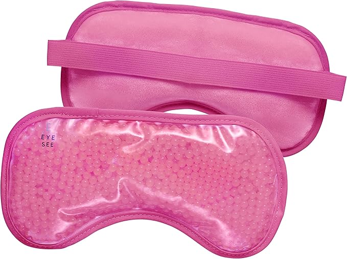 Eye See Plush Gel Eye Mask for Puffy Eyes, Pink - Cold Eye mask to Treat Dark Circles, Sinuses, Dry Eyes, and for Allergy Relief - Microwave Safe for Heat Therapy