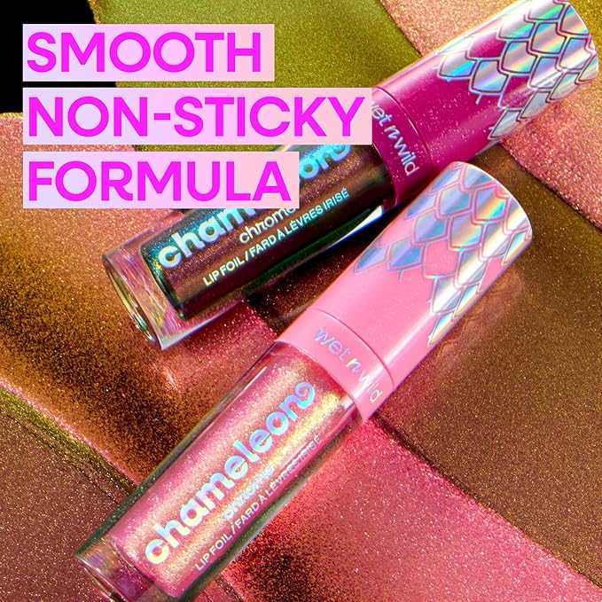 wet n wild Chameleon Chrome Lip Foil, Bold Light-Reflecting Pigments, Multidimensional Shine, Non-Sticky Smooth Formula, Vegan & Cruelty-Free - Celestial Dance